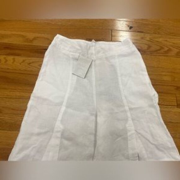 120% Lino NWT Resort Linen Split-Front Pants WHITE Small - Picture 5 of 8